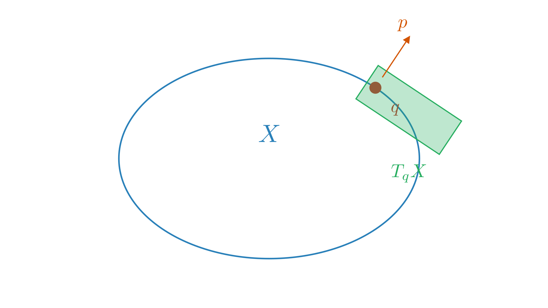 Momentum is a covector at the point $q$.