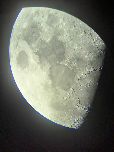 Close view of the Moon through a telescope